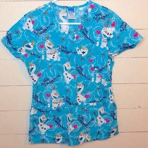 Disney Frozen Olaf Scrub Top XS Like New